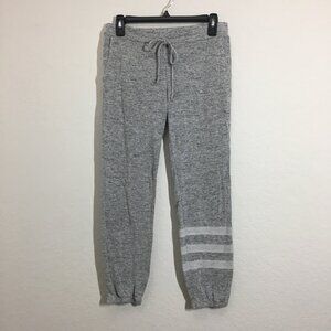 Volume Womens Small Jogger Made in USA Heather Gray 3 White Stripe Drawstring
